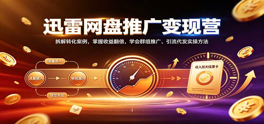 迅雷网盘推广变现营：拆解转化案例，掌握收益翻倍，学会群组推广、引流代发实操方法-翌晨科技网