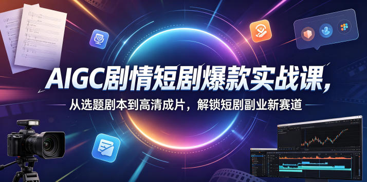 AIGC剧情短剧爆款实战课，从选题剧本到高清成片，解锁短剧副业新赛道（更新0906）-翌晨科技网