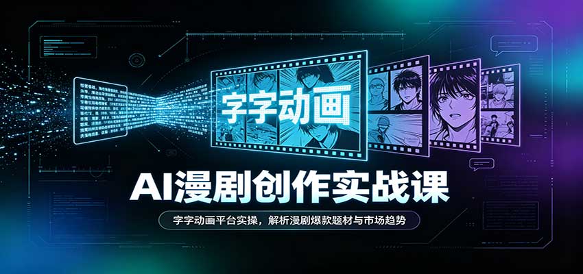 AI漫剧创作实战课：字字动画平台实操，解析漫剧爆款题材与市场趋势-翌晨科技网