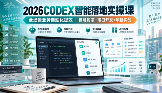 2026Codex智能落地实操课，全场景业务自动化提效，技能封装+接口开发+项目实战-翌晨科技网