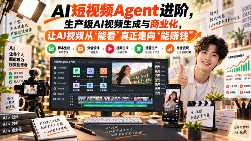 AI短视频Agent进阶，生产级AI视频生成与商业化，让AI视频从”能看”真正走向”能賺钱”-翌晨科技网