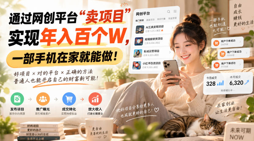 靠卖网创项目变现,一年拿下百万收益!一台手机就能操作!-翌晨科技网