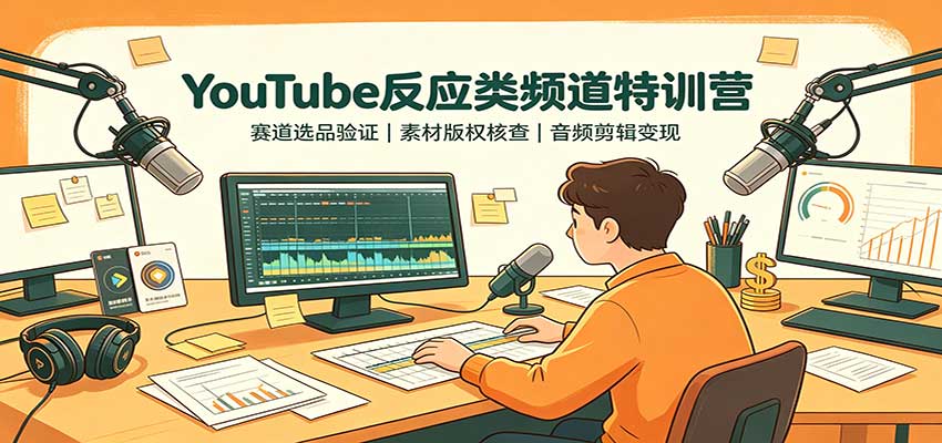 YouTube反应类频道特训营：赛道选品验证，素材版权核查，音频剪辑变现-翌晨科技网