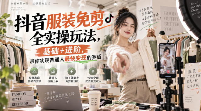 抖音服装免剪全实操玩法，基础+进阶，带你实现普通人最快变现的赛道-翌晨科技网