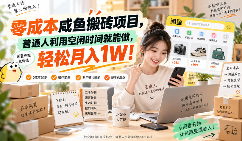 零成本咸鱼搬砖项目，普通人利用空闲时间就能做，轻松月入1W！【揭秘】-翌晨科技网