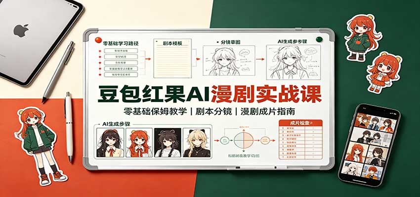 豆包红果AI漫剧实战课：零基础保姆教学，剧本分镜，漫剧成片指南-翌晨科技网