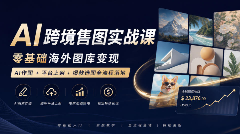 AI跨境售图实战课，零基础海外图库变现，AI作图+平台上架+爆款选图全流程落地-翌晨科技网