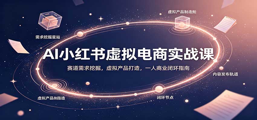 AI小红书虚拟电商实战课：赛道需求挖掘，虚拟产品打造，一人商业闭环指南-翌晨科技网
