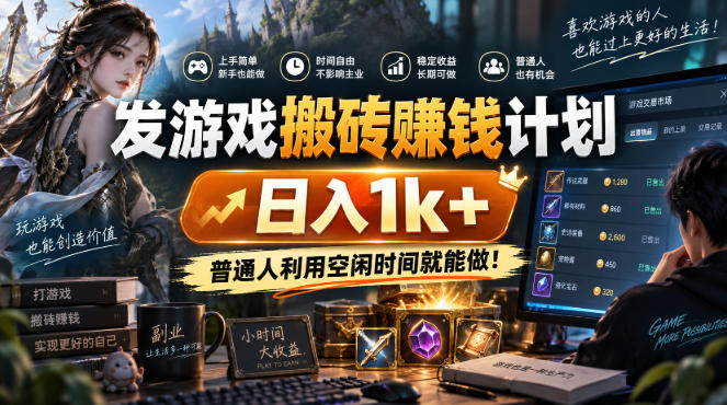 首发游戏搬砖賺钱计划，日入1k+，普通人利用空闲时间就能做！【揭秘】-翌晨科技网