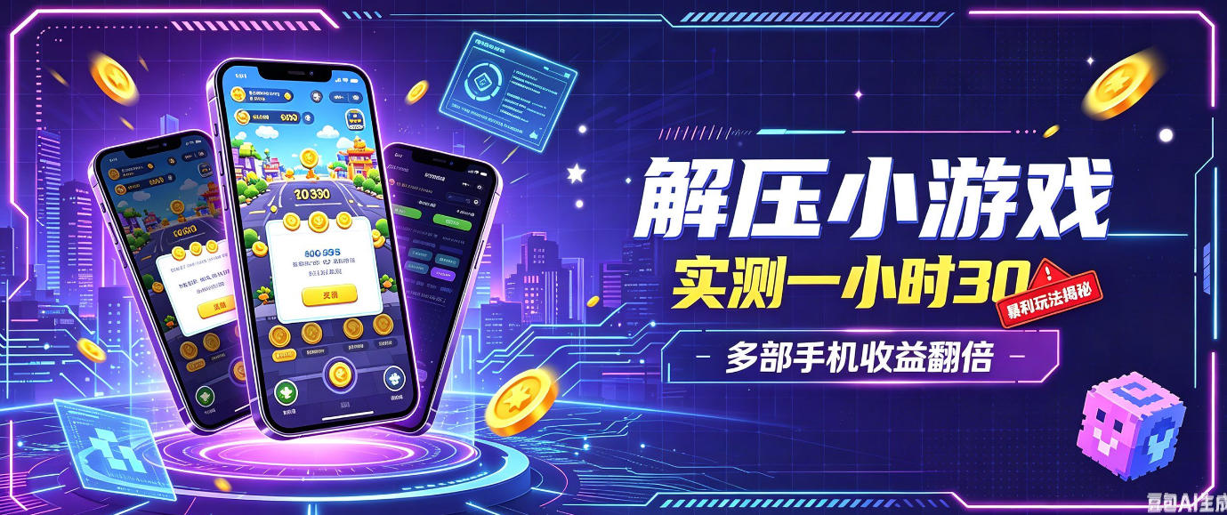 小游戏全流程玩法，实测一小时搞30，简单无脑解压，当天做当天就能看到进账，直接冲就行【揭秘】-翌晨科技网