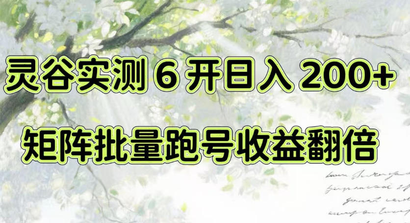 一台电脑就能做！灵谷实测6开日入200+，矩阵批量跑号收益翻倍【揭秘】-翌晨科技网