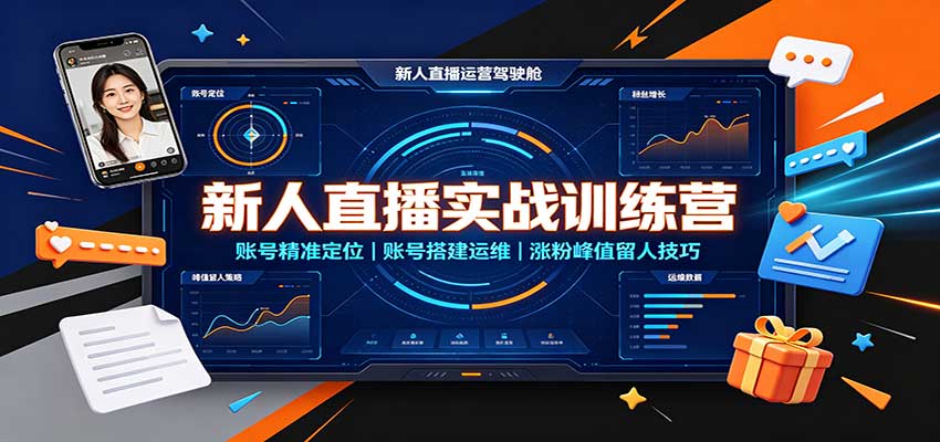 新人直播实战训练营：账号精准定位，账号搭建运维，涨粉峰值留人技巧-翌晨科技网