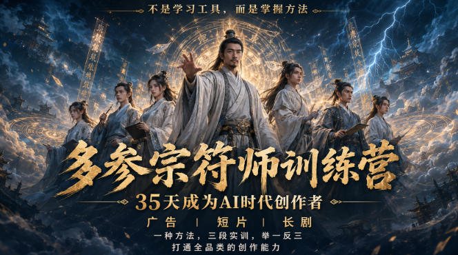 多参宗符师训练营，35天成为AI时代创作者，广告|短片|长剧，一种方法，三段实训，举一反三，打通全品类的创作能力-翌晨科技网