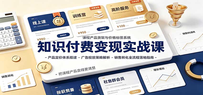 知识付费变现实战课：产品定价体系搭建，广告投放，销售转化全流程落地指南-翌晨科技网