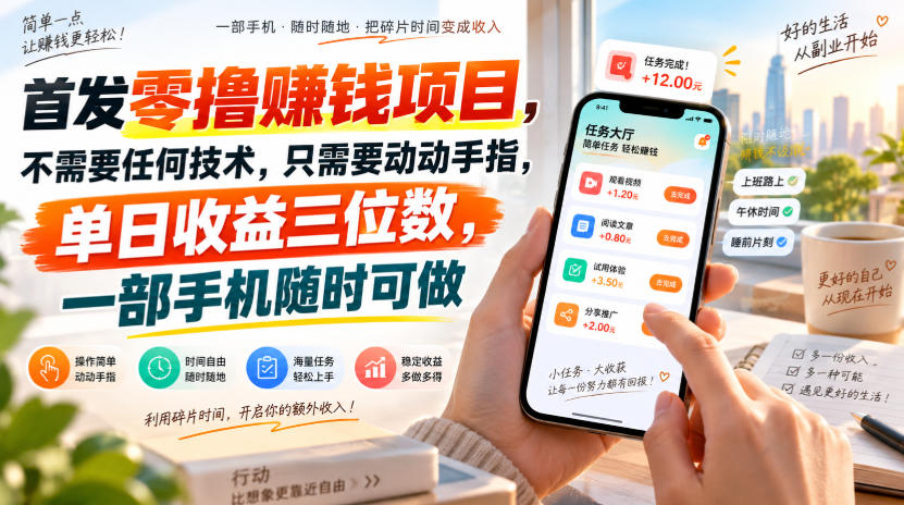 首发零撸賺钱项目,不需要任何技术,只需要动动手指,单日收益三位数,一部手机随时可做【揭秘】-翌晨科技网
