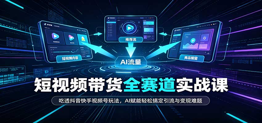 短视频带货全赛道：吃透抖音快手视频号玩法，AI赋能轻松搞定引流与变现难题-翌晨科技网