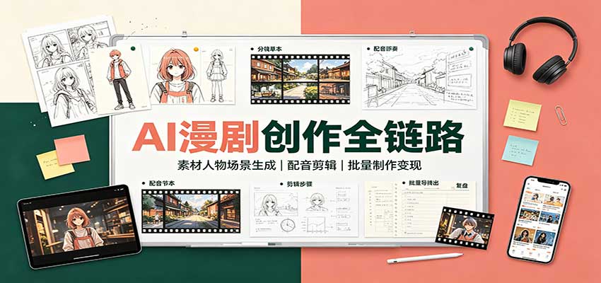 AI漫剧创作全链路：素材人物场景生成，配音剪辑，批量制作变现-翌晨科技网