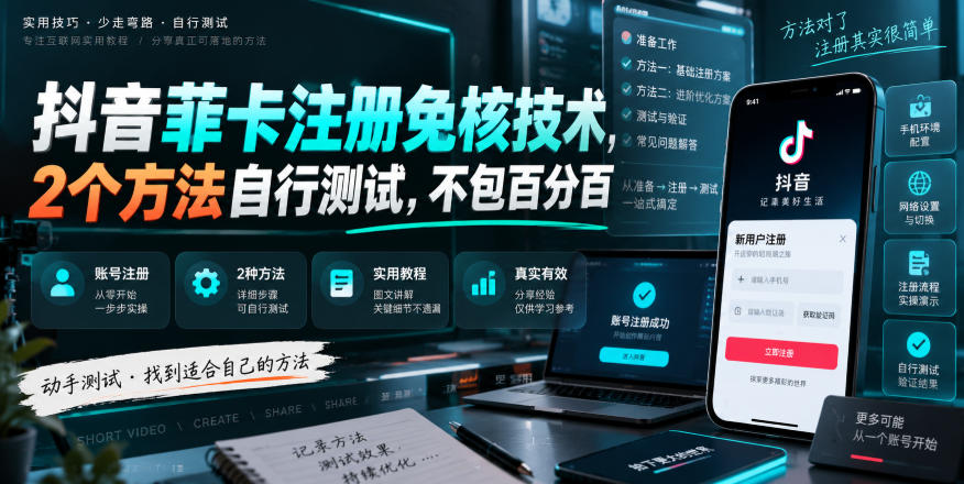 抖音菲卡注册免核技术，2个方法自行测试，不包百分百-翌晨科技网