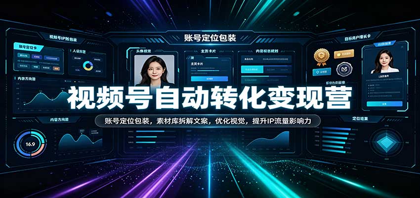 视频号自动转化变现营：账号定位包装，素材库拆解文案，优化视觉，提升IP流量影响力-翌晨科技网