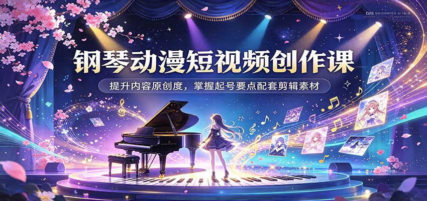 钢琴动漫短视频创作课：提升内容原创度，掌握起号要点配套剪辑素材-翌晨科技网