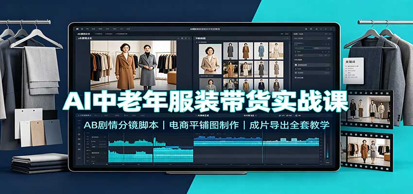 AI中老年服装带货实战课：AB剧情分镜脚本，电商平铺图制作，成片导出全套教学-翌晨科技网