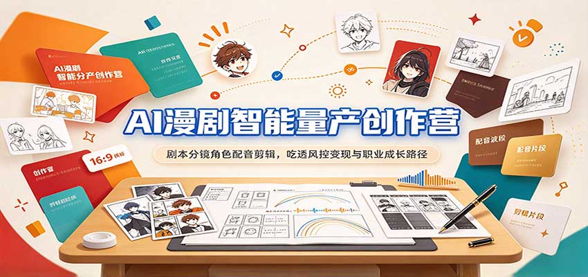 AI漫剧智能量产创作营：剧本分镜角色配音剪辑，吃透风控变现与职业成长路径-翌晨科技网