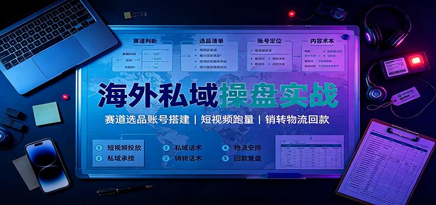 海外私域操盘实战：赛道选品账号搭建，短视频跑量，销转物流回款-翌晨科技网