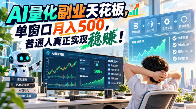 AI量化副业天花板，单窗口月入500，普通人真正实现稳賺！【揭秘】-翌晨科技网