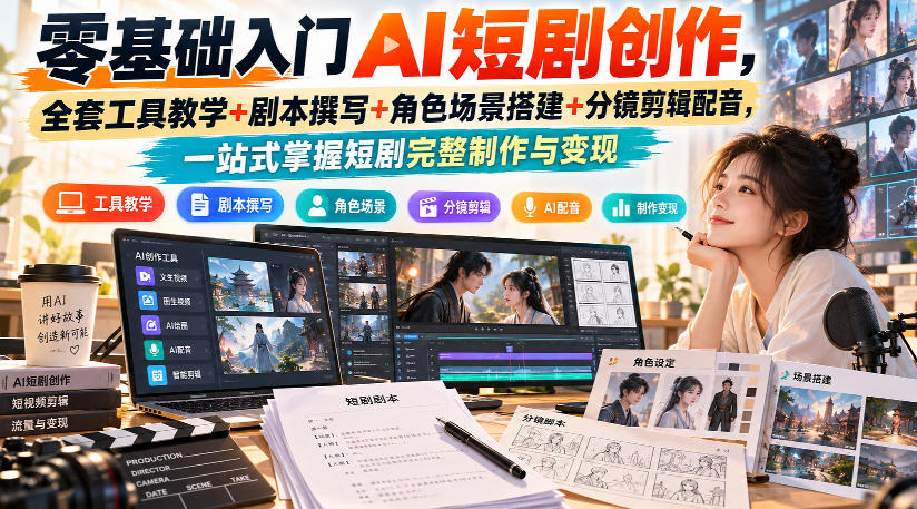 零基础入门AI短剧创作，全套工具教学+剧本撰写+角色场景搭建+分镜剪辑配音，一站式掌握短剧完整制作与变现-翌晨科技网