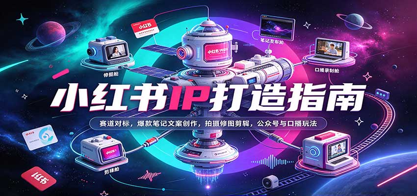 小红书IP打造指南：赛道对标，爆款笔记文案创作，拍摄修图剪辑，公众号与口播玩法-翌晨科技网