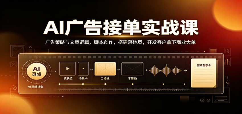 AI广告接单实战：广告策略与文案逻辑，脚本创作，搭建落地页，开发客户拿下商业大单-翌晨科技网