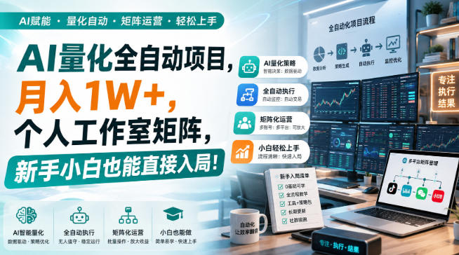 AI量化全自动项目，月入1W+，个人工作室矩阵，新手小白也能直接入局！【揭秘】-翌晨科技网