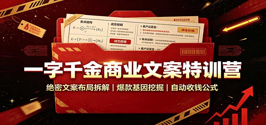 一字千金商业文案特训营：绝密文案布局拆解，爆款基因挖掘，自动收钱公式-翌晨科技网