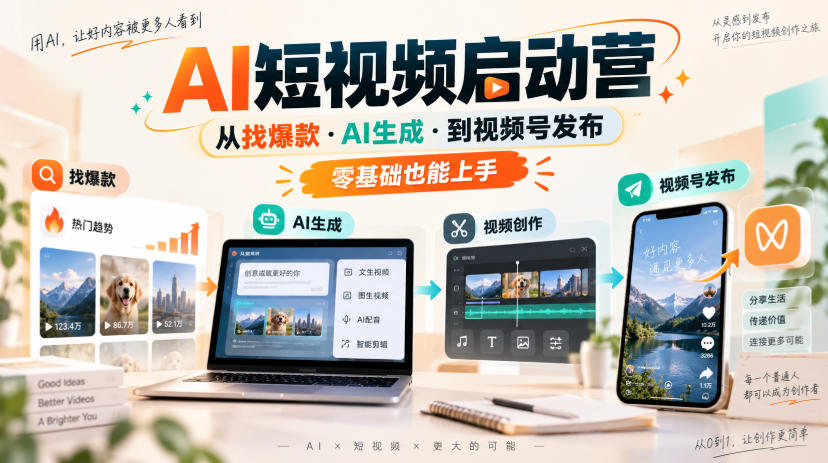 AI短视频启动营，从找爆款·AI生成·到视频号发布，零基础也能上手-翌晨科技网