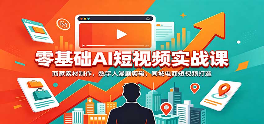 零基础AI短视频实战课：商家素材制作，数字人漫剧剪辑，同城电商短视频打造-翌晨科技网