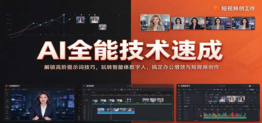 AI全能技术速成：解锁高阶提示词技巧，玩转智能体数字人，搞定办公增效与短视频创作-翌晨科技网