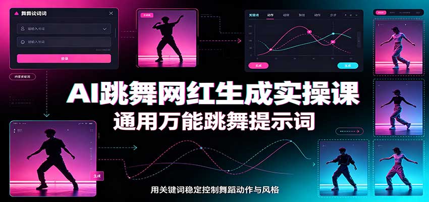 AI跳舞网红生成实操课：通用万能跳舞提示词，多模型适配，人物舞蹈视频制作全套教学-翌晨科技网
