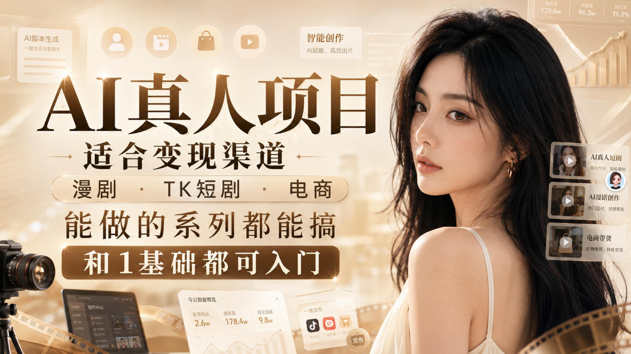 AI真人项目，适合变现渠道，漫剧，TK短剧，电商，能做的系列都能搞，0和1基础都可入门-翌晨科技网