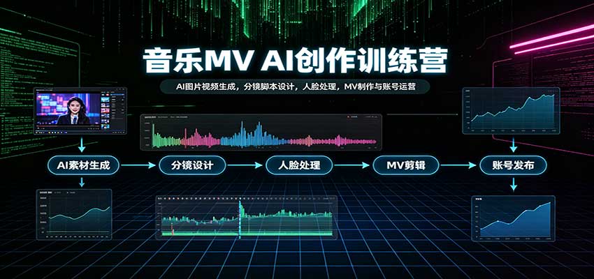 音乐MV AI创作训练营：AI图片视频生成，分镜脚本设计，人脸处理，MV制作与账号运营-翌晨科技网