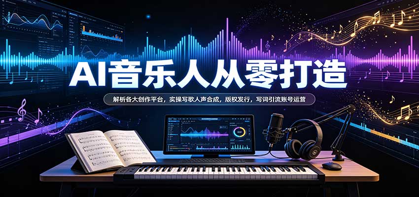 AI音乐人从零打造：解析各大创作平台，实操写歌人声合成，版权发行，写词引流账号运营-翌晨科技网