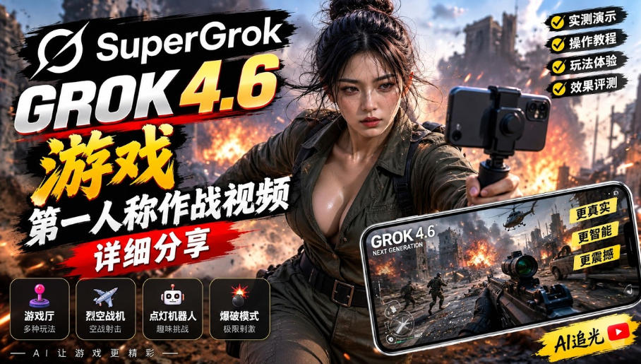 Grok 4.6也能做游戏？第一人称作战视频实测｜玩法详细讲解-翌晨科技网