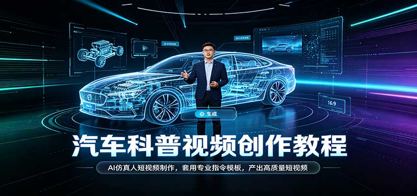 汽车科普视频创作教程：AI仿真人短视频制作，套用专业指令模板，产出高质量短视频-翌晨科技网