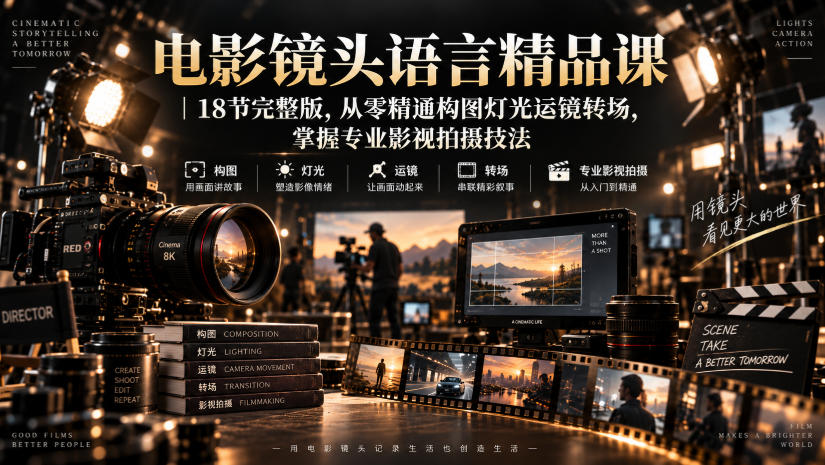 电影镜头语言精品课｜18节完整版，从零精通构图灯光运镜转场，掌握专业影视拍摄技法-翌晨科技网