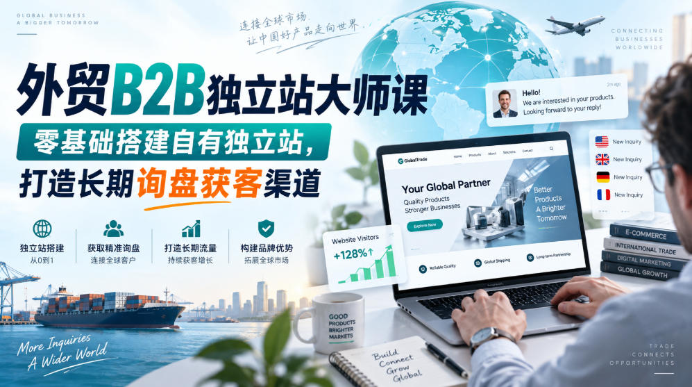 外贸B2B独立站大师课，零基础搭建自有独立站，打造长期询盘获客渠道-翌晨科技网