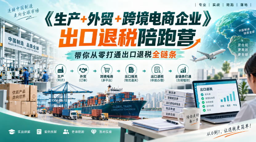 《生产+外贸+跨境电商企业》出口退税陪跑营，带你从零打通出口退税全链条-翌晨科技网
