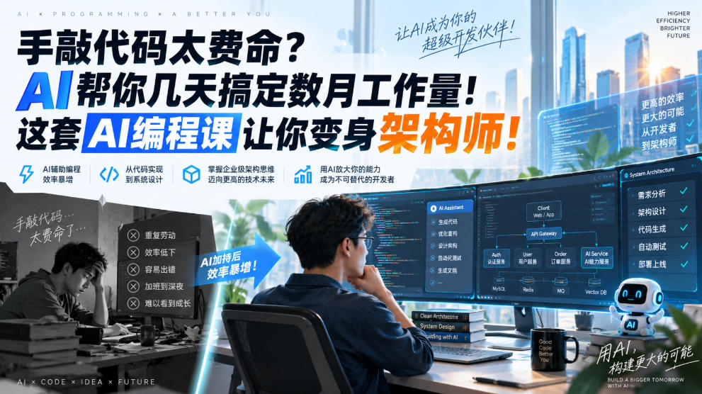 手敲代码太费命？AI帮你几天搞定数月工作量！这套AI编程课让你变身架构师！【原创双语字幕】-翌晨科技网