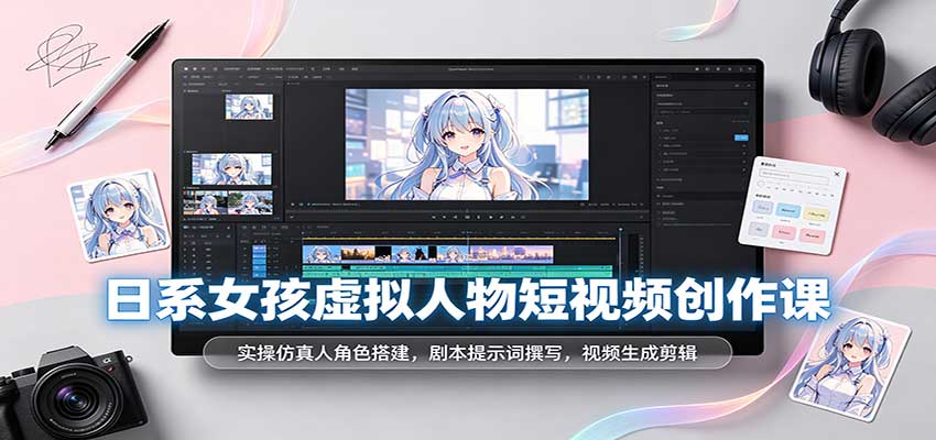 日系女孩虚拟人物短视频创作课：实操仿真人角色搭建，剧本提示词撰写，视频生成剪辑-翌晨科技网
