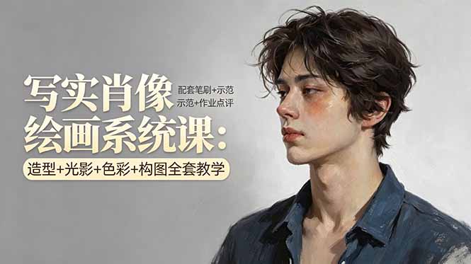 （17967期）写实肖像绘画系统课：造型+光影+色彩+构图全套教学，配套笔刷+示范+作业点评-翌晨科技网