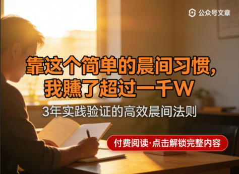 某公众号付费文章:靠这个简单的晨间习惯,我賺了超过一千W-翌晨科技网