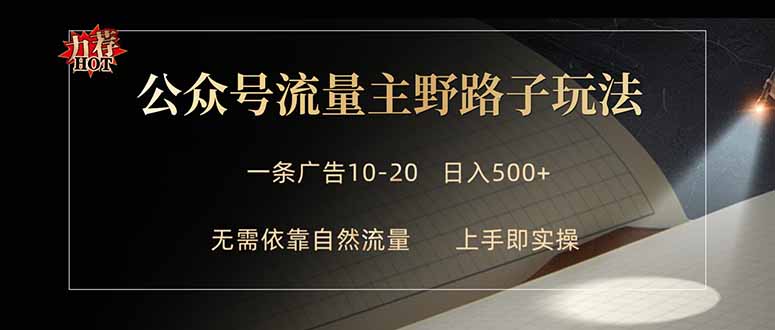 （18178期）公众号流量主野路子玩法 单条广告10-20元 日入500+-翌晨科技网